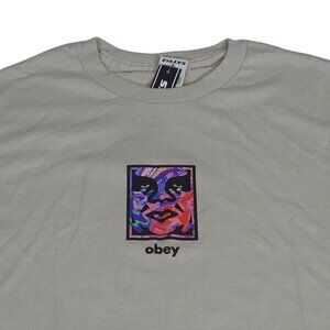 Obey Rainbow Icon Face Graphic T-Shirt Men Size S Short Sleeve Crewneck NEW